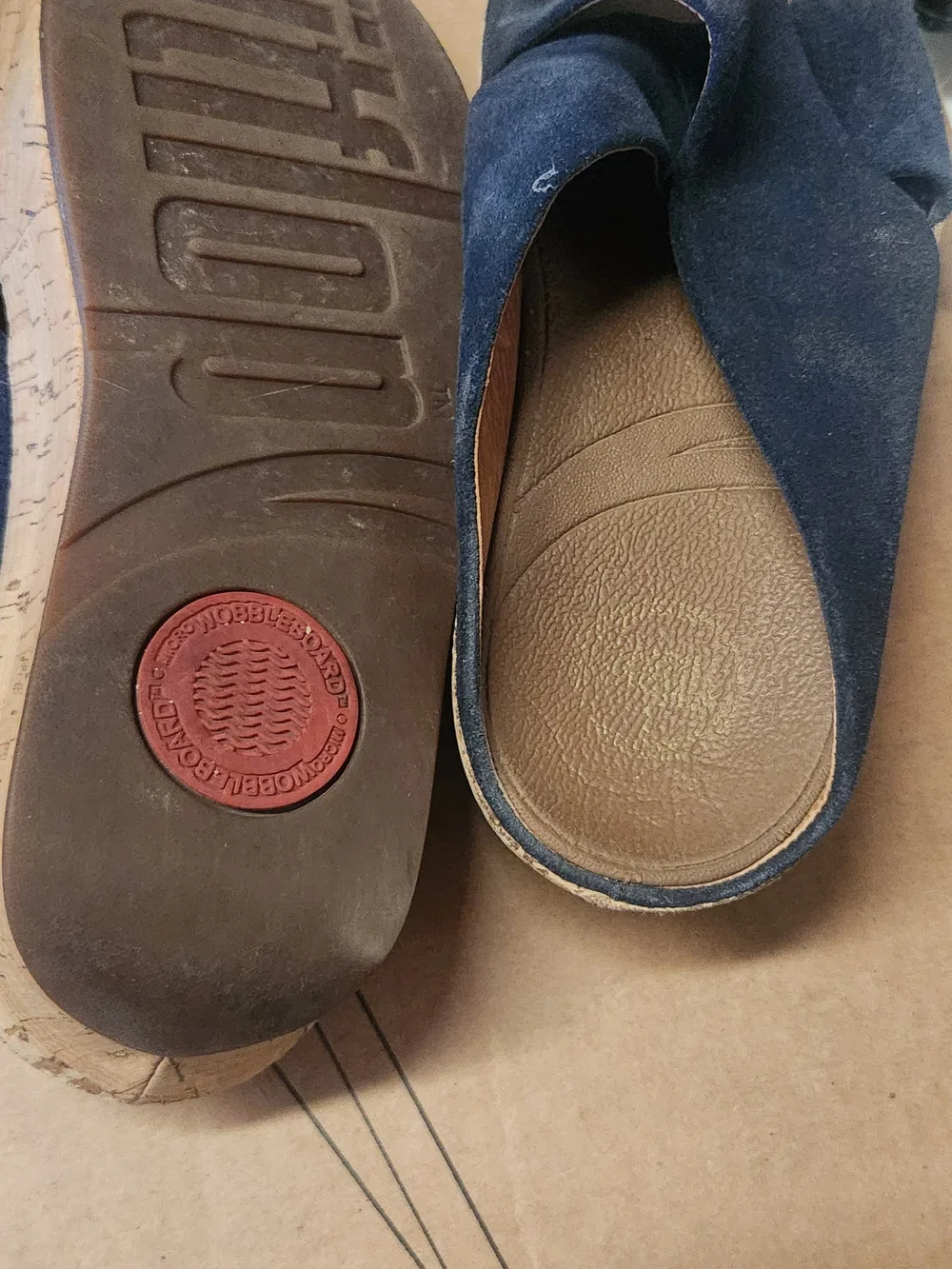 Women's Navy Suede Slide Sandals with Cushioned Footbed